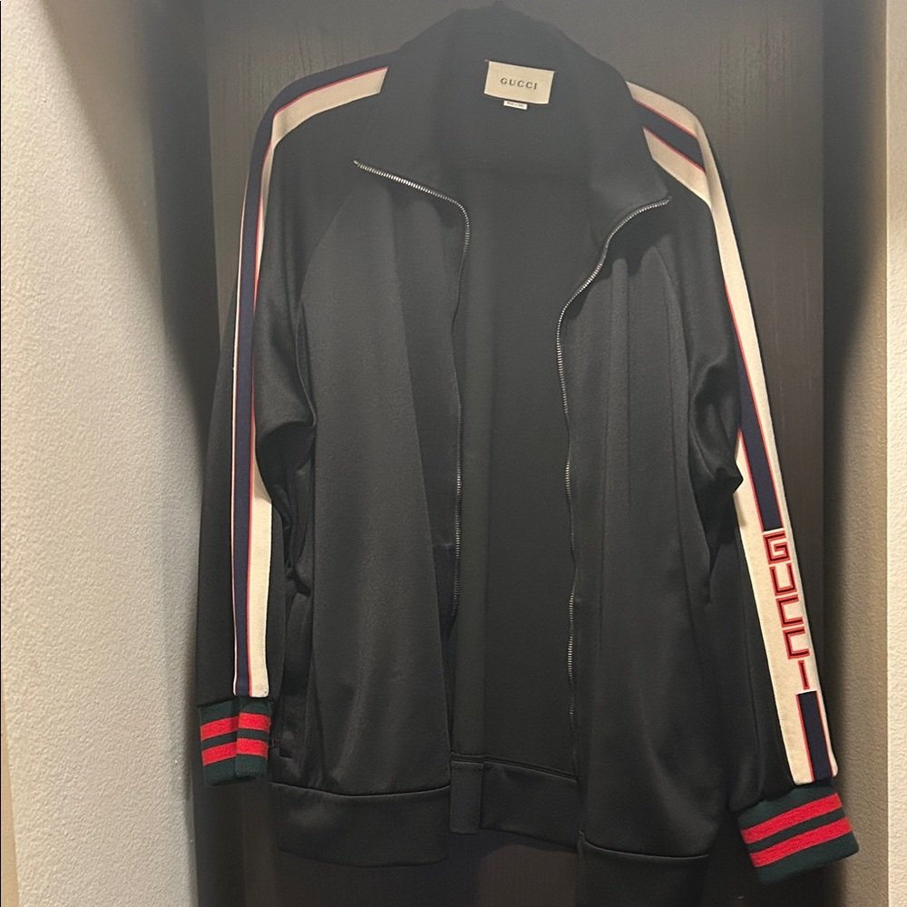 Gucci Black Jacket with Red and White Accents
